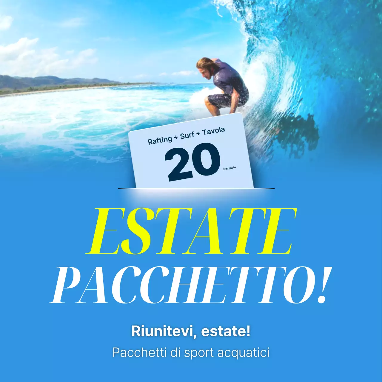 Promuovere le lezioni di sport acquatici con accenti blu e gialli