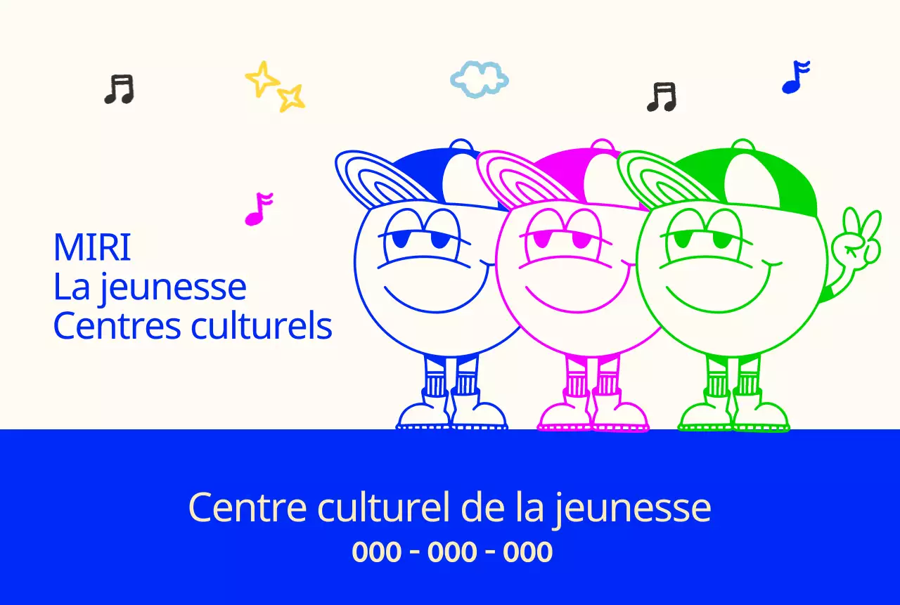 Centre culturel pour la jeunesse, lumineux et mignon, avec des personnages jeunes