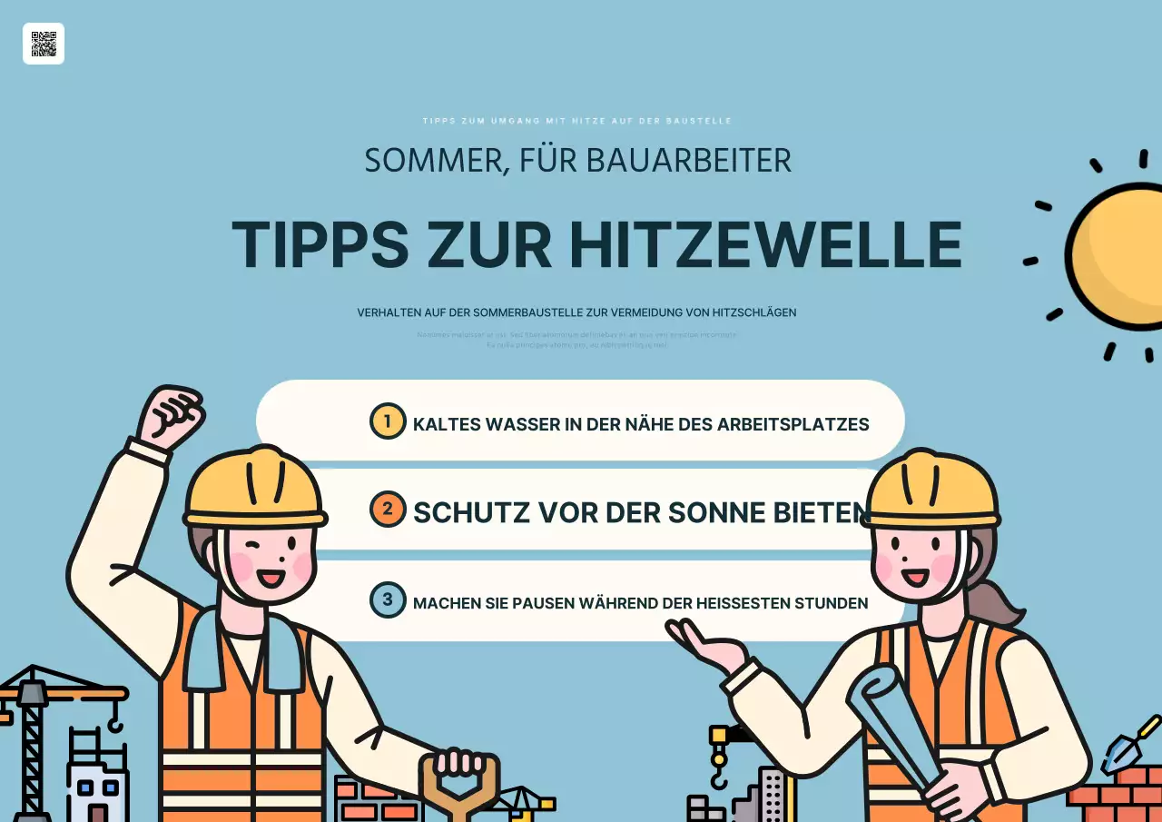 Informationen zur Vorbereitung Ihres Arbeitsplatzes auf die Hitzewelle im Sommer in hellblau und gelb