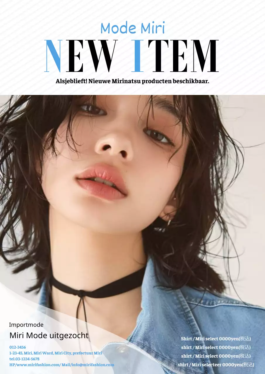 Strakke en moderne modeadvertentie in blauw en zwart