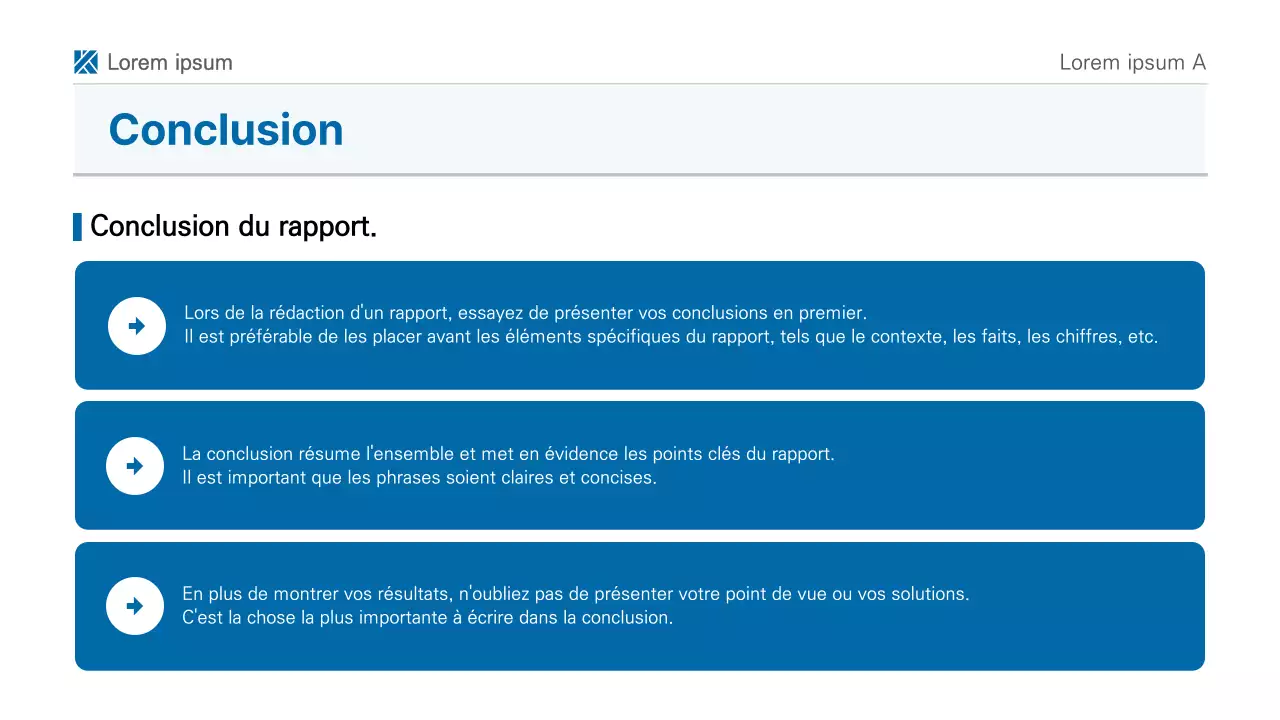 Une présentation simple de rapport imprimable en bleu et blanc