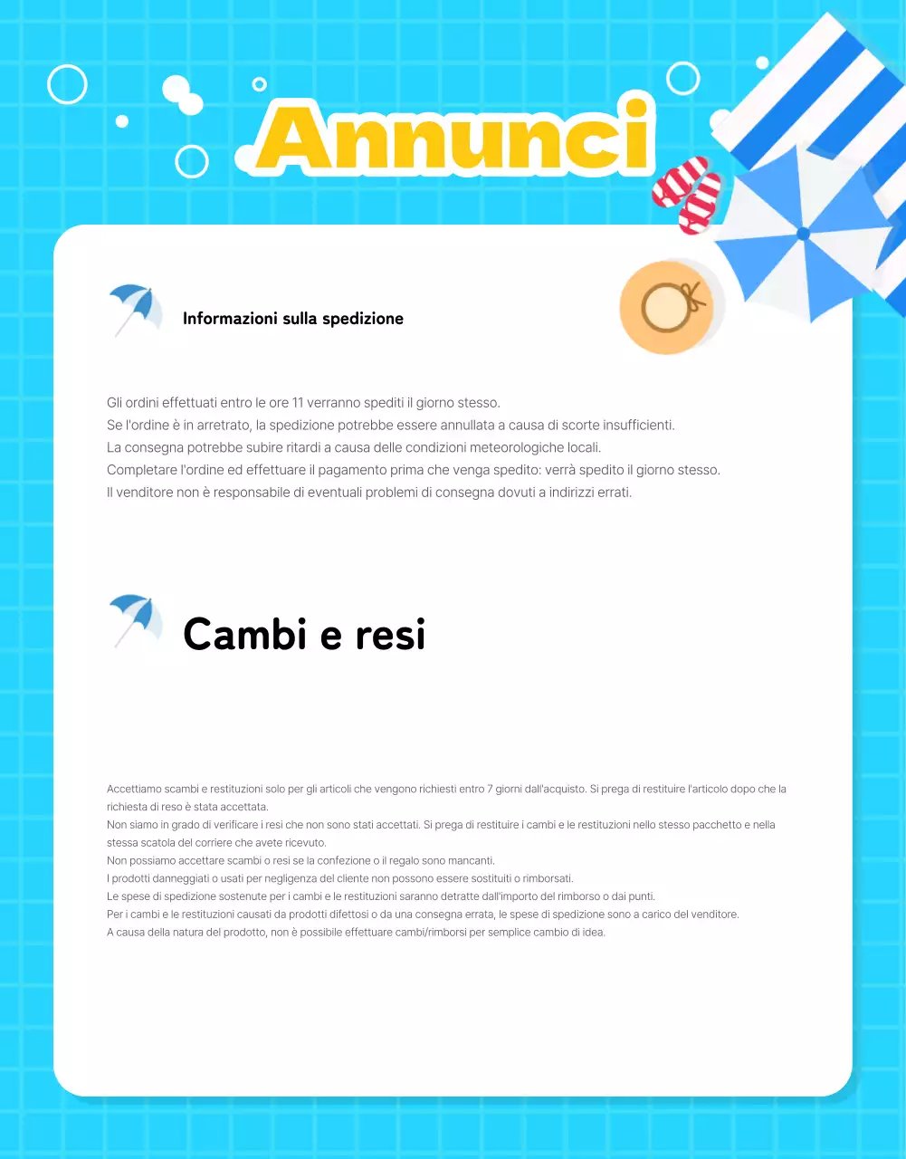 Promuovere una bella promozione estiva in azzurro