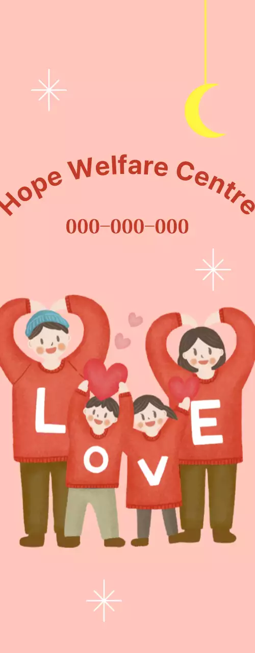 Warme und helle Sozialstation mit Familienillustrationen