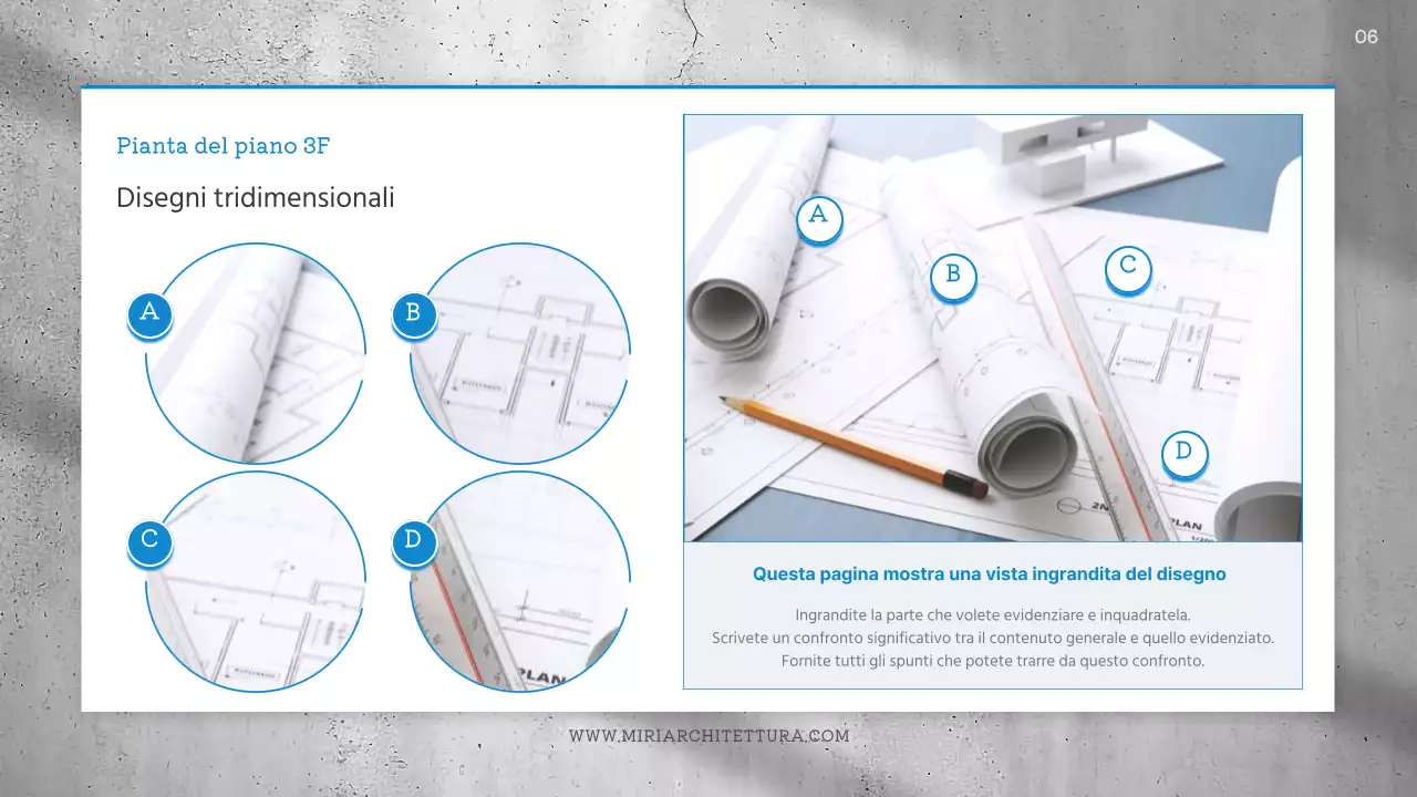 Briefing di design architettonico semplice in blu e grigio