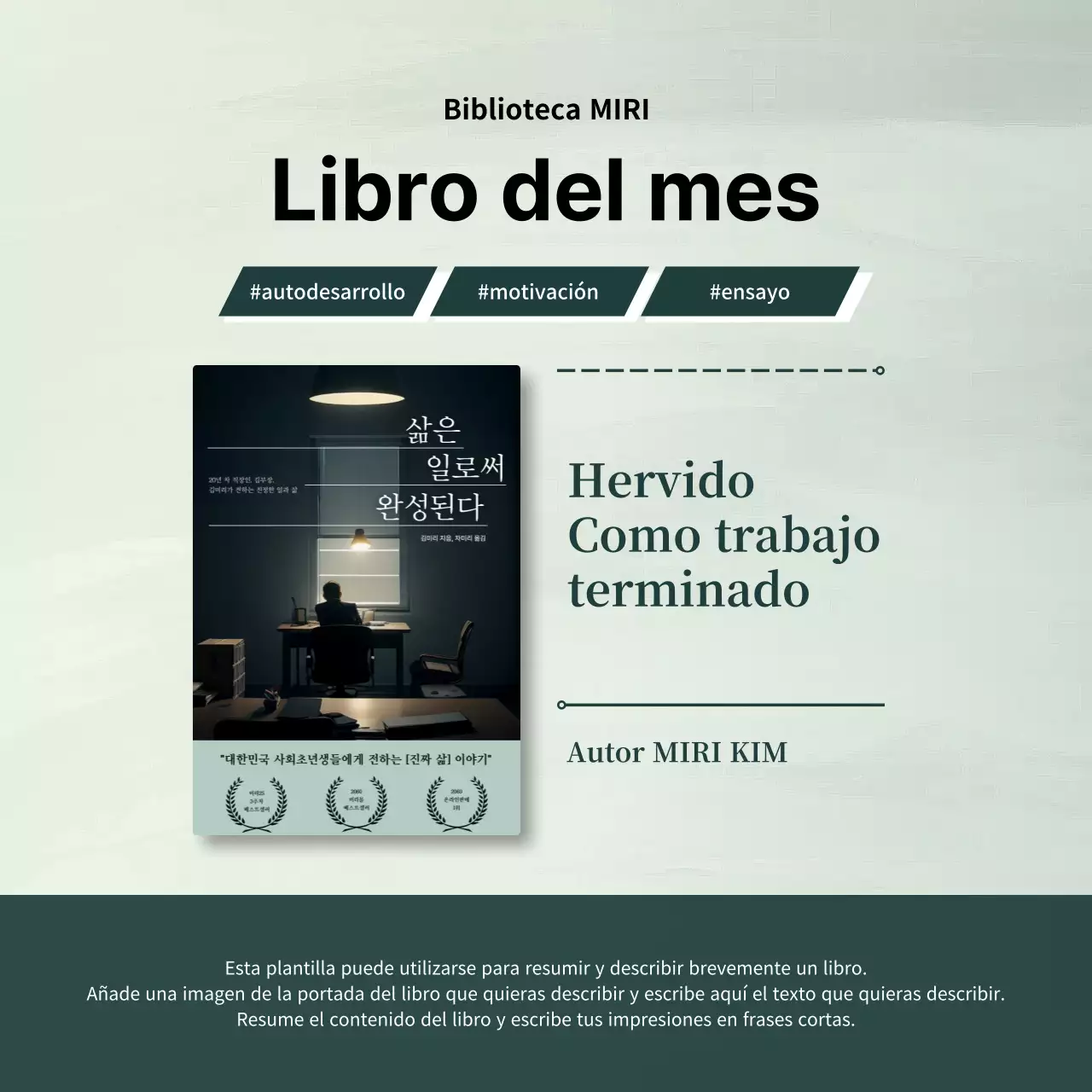 Presentación de un libro moderno en verde y caqui