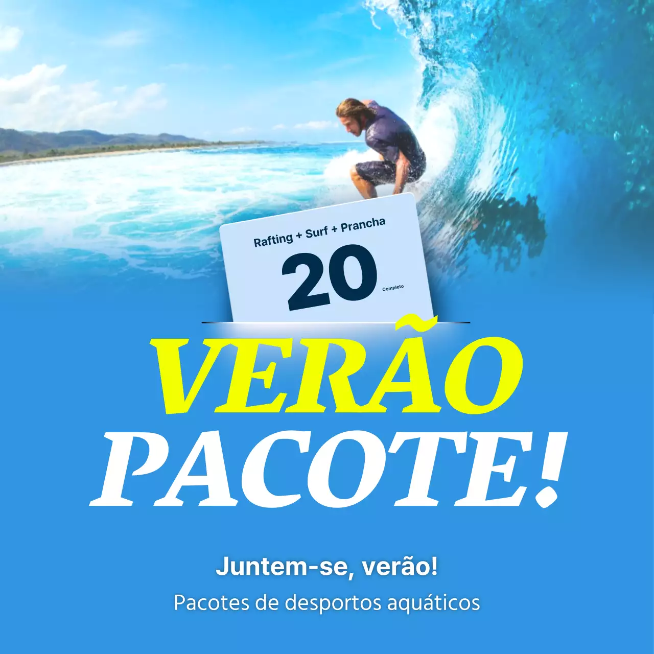 Promover aulas de desportos aquáticos com detalhes em azul e amarelo