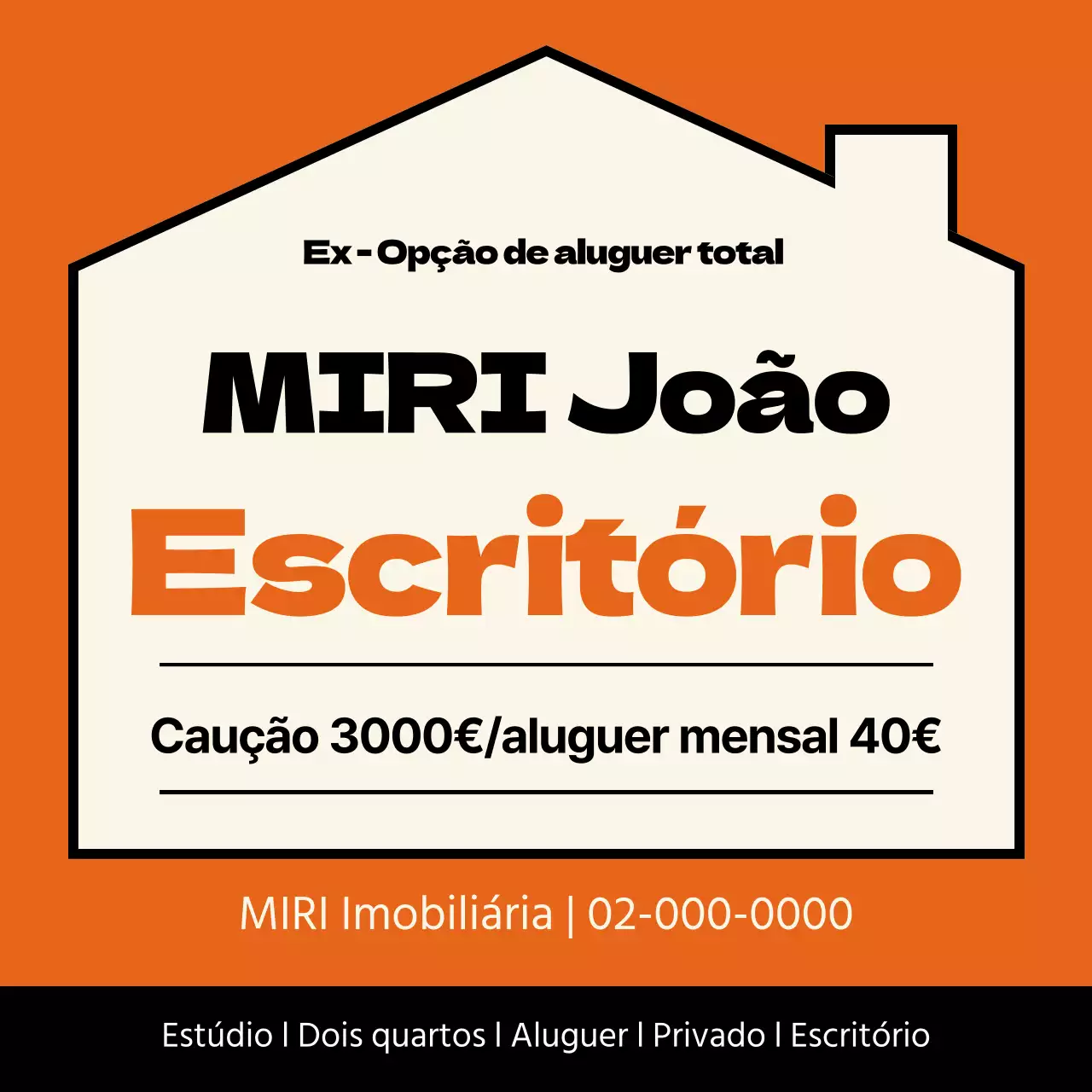 Anúncios de imóveis para venda destacados a laranja e preto