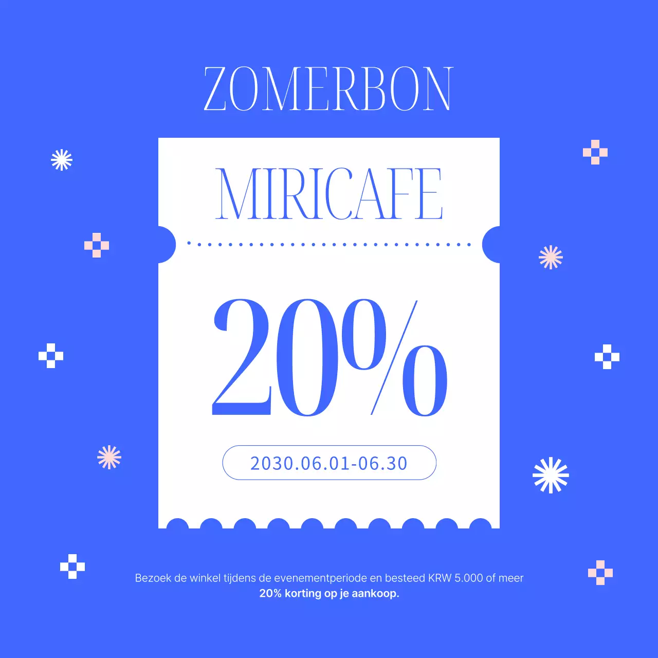 Een eenvoudig blauw en roze zomerdessert menu lanceringsadvertentie