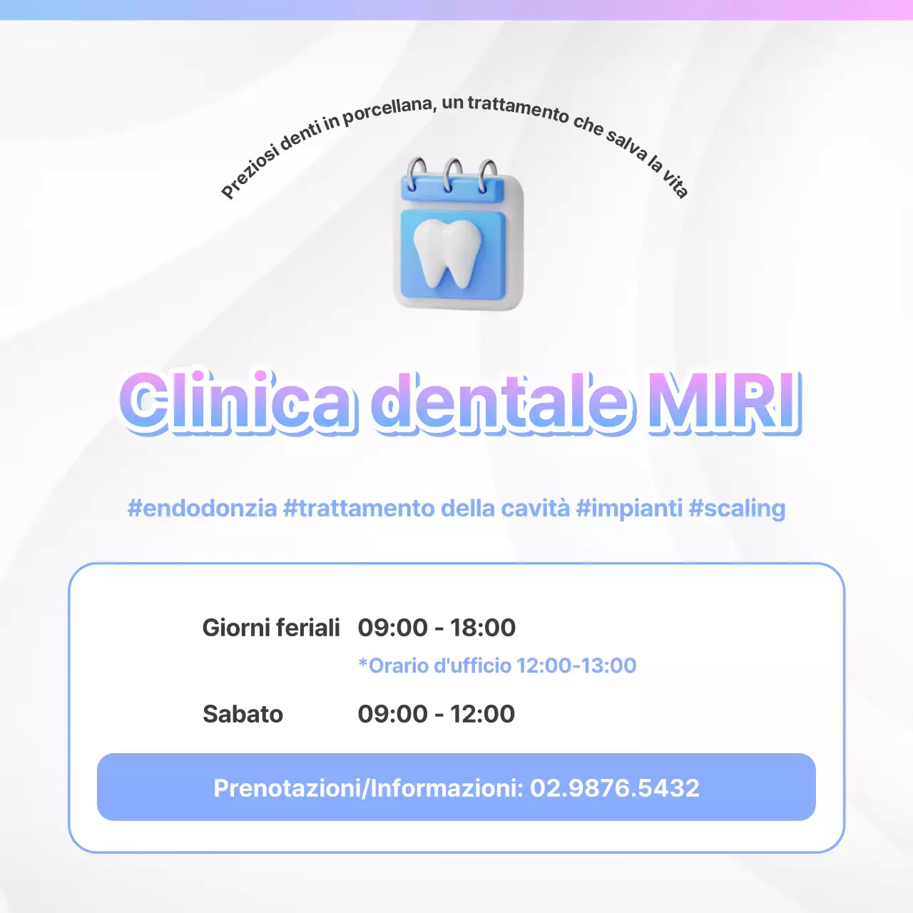 Promozione dentale kitsch in azzurro e rosa