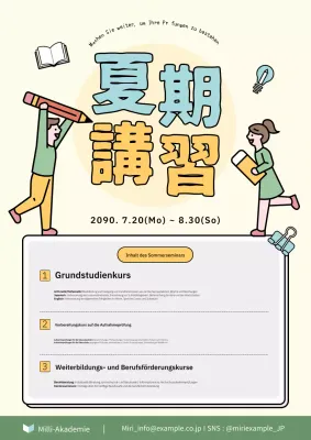 Werbung für die bezaubernden gelben und grünen Schulsommerferien!