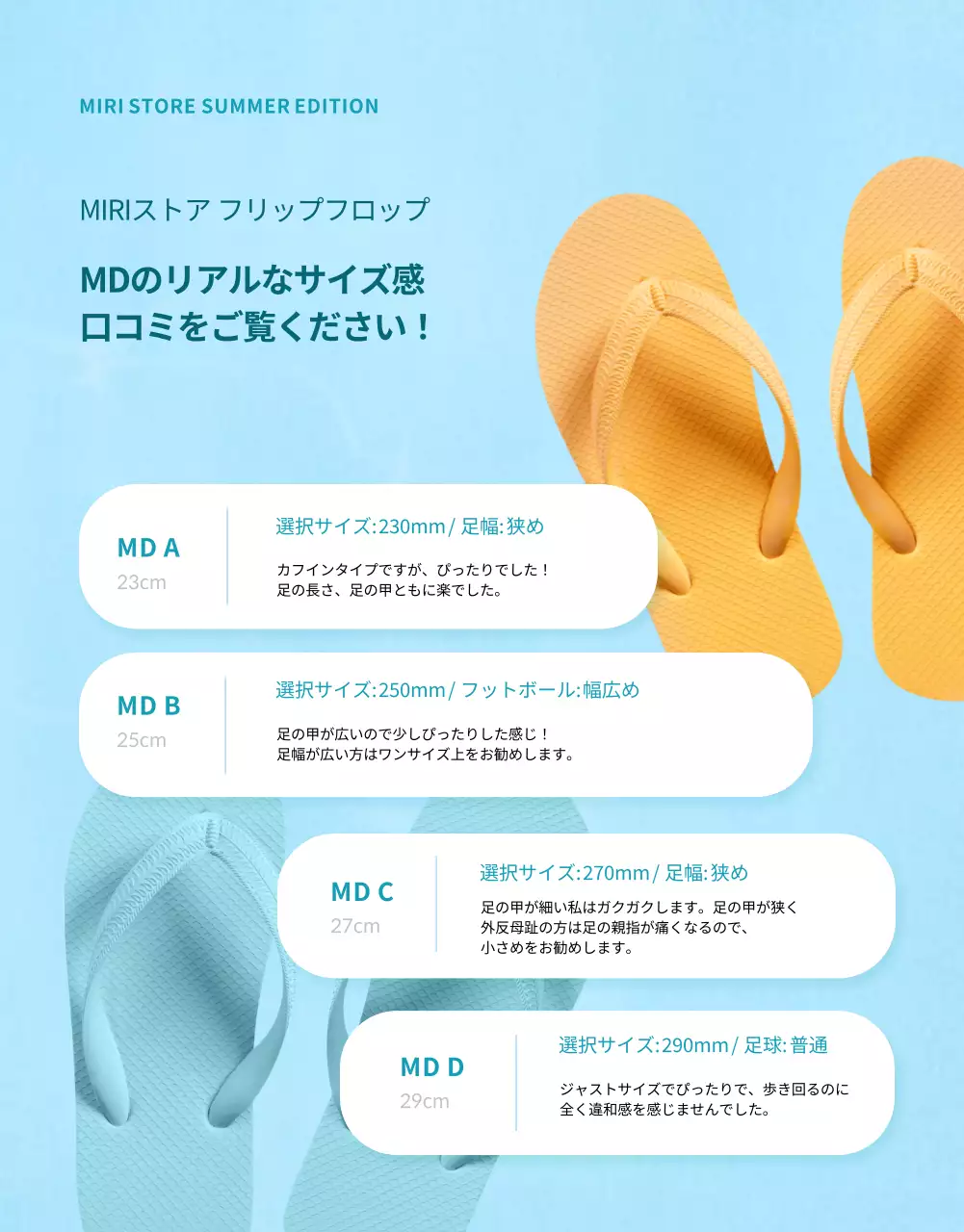 青 ポップ サンダル メニュー 詳細ページ