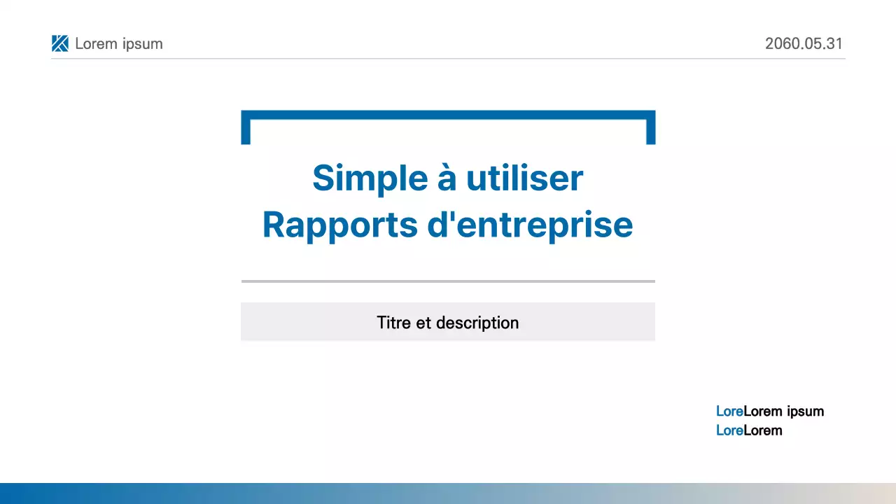 Une présentation simple de rapport imprimable en bleu et blanc