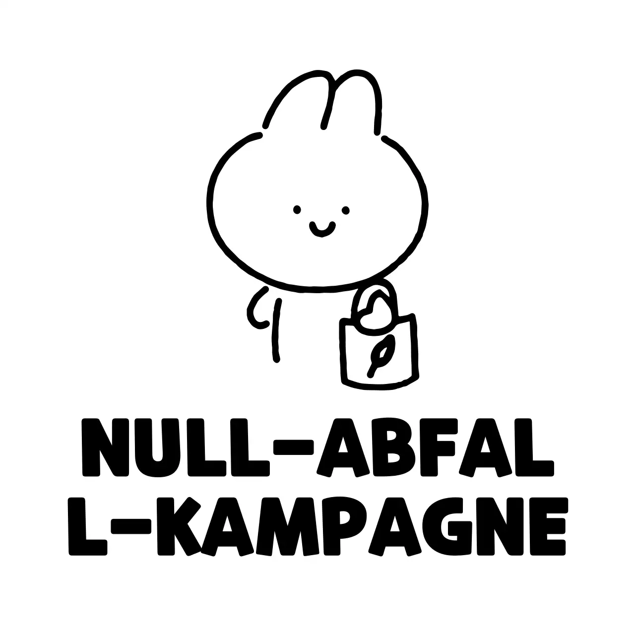 Eine niedliche Null-Abfall-Kampagne mit der Illustration eines Häschens, das eine Öko-Tasche trägt
