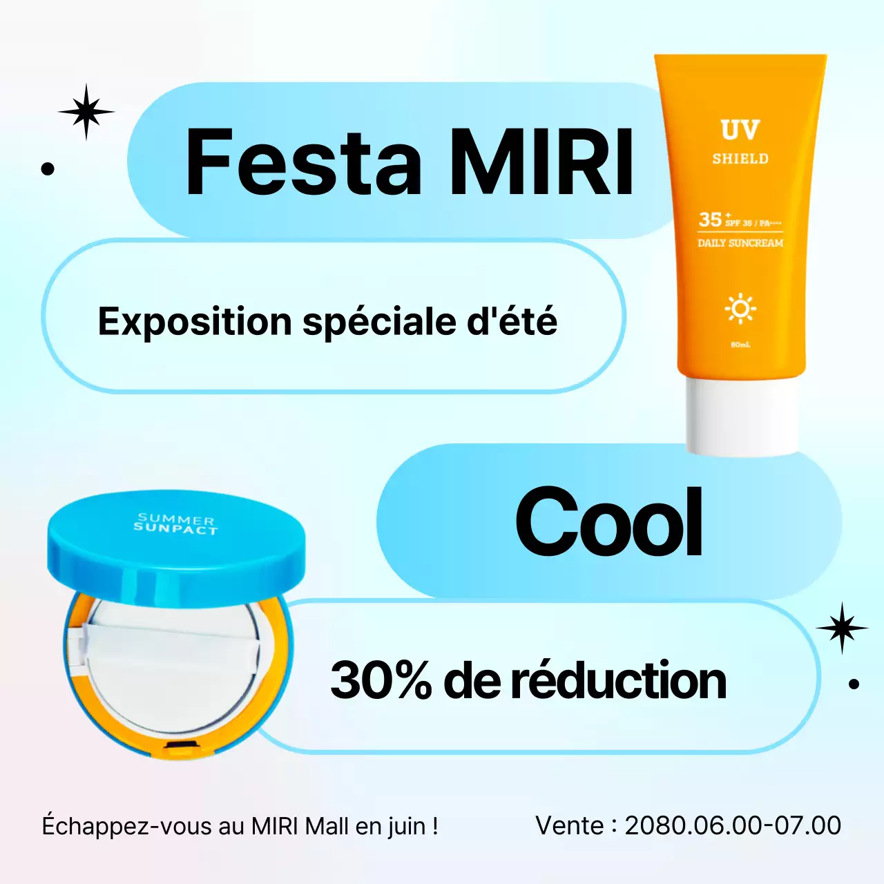 Promouvoir une exposition estivale simple en bleu clair