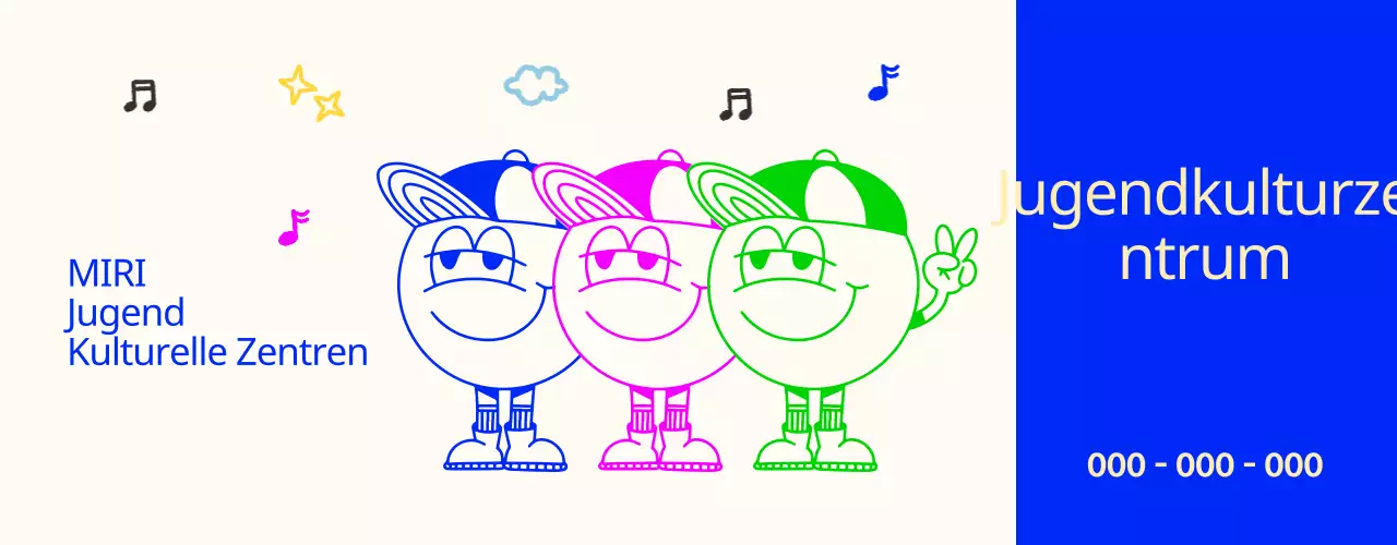 Helles und niedliches Jugendkulturzentrum mit Jugendfiguren