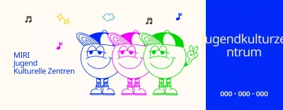 Helles und niedliches Jugendkulturzentrum mit Jugendfiguren