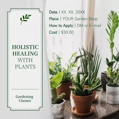 Green Elegant Gardening Class Social Media Post