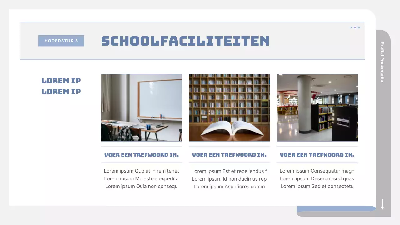 Een eenvoudige schoolprospectus in grijs en blauw