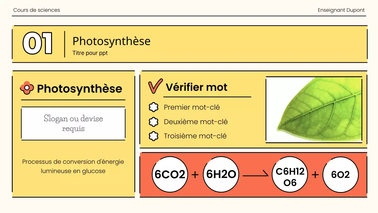 La photosynthèse dans une explosion d'orange et de vert