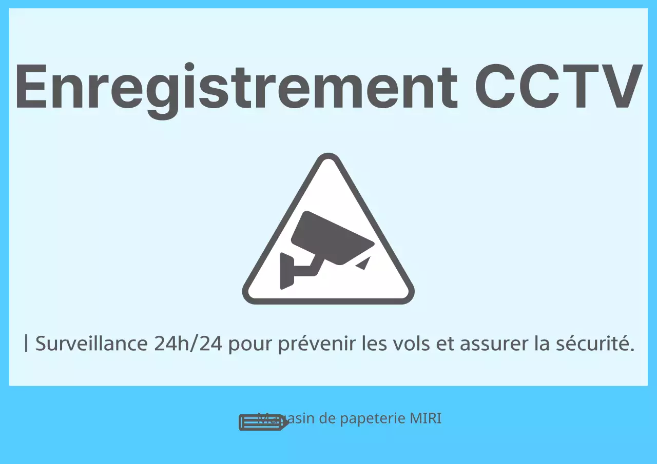 Avis d'enregistrement CCTV d'un magasin sans personnel minimaliste bleu clair