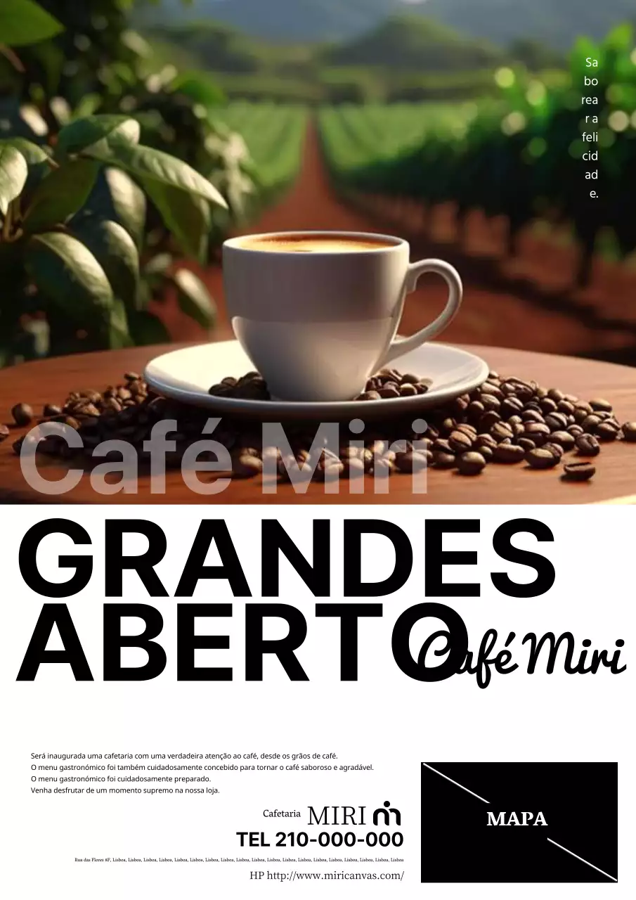 Anúncio de abertura de um café branco simples