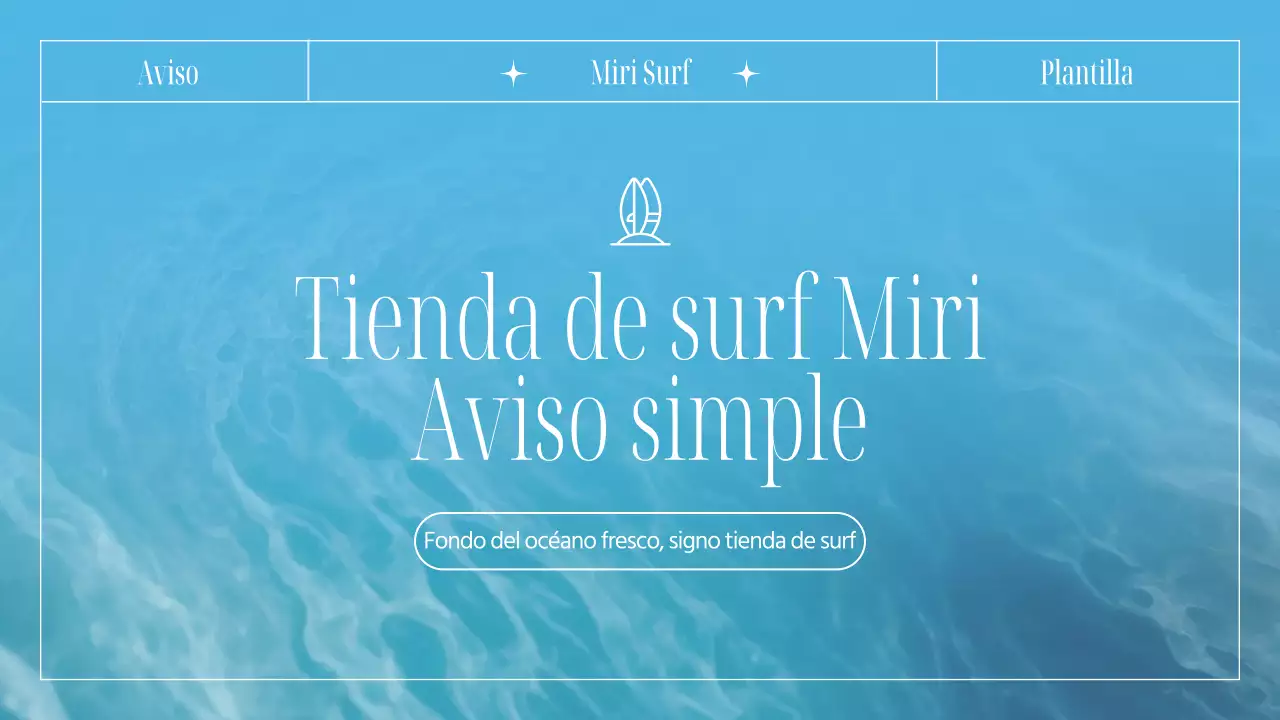 Anuncio para una tienda de surf de moda en azul claro