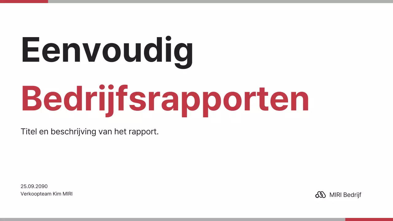 Minimalistisch bedrijfsrapport in rood en wit