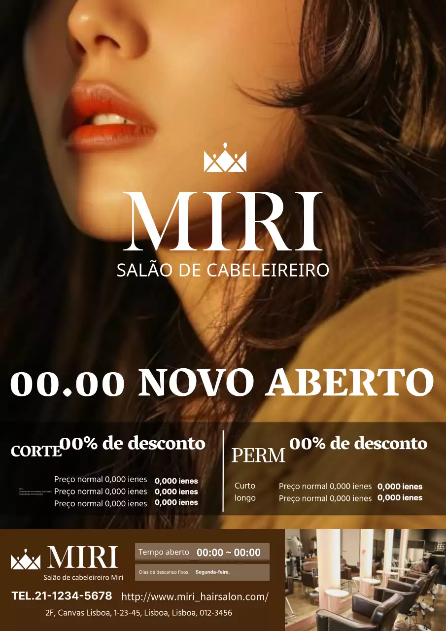 Anúncio de salão de cabeleireiro elegante e simples em castanho