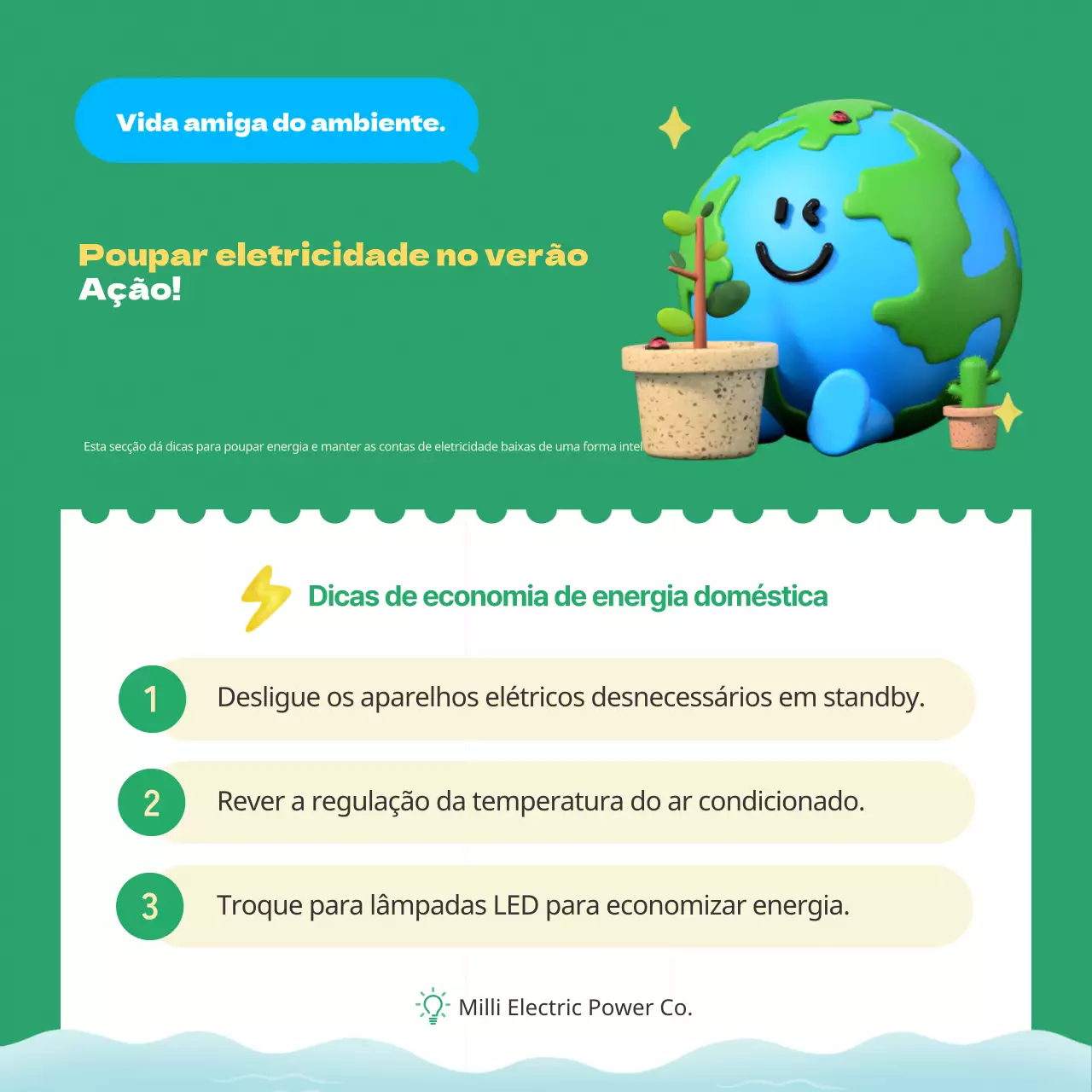 Uma adorável campanha de conservação de verão em azul e verde