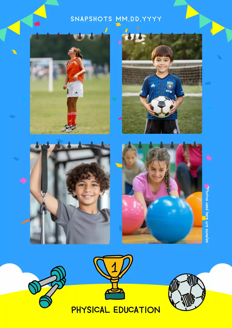 Blue Playful Physical Education Calendar Poster