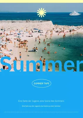 Von der Natur inspirierte Sommerstrandpost in Gelb und Hellblau