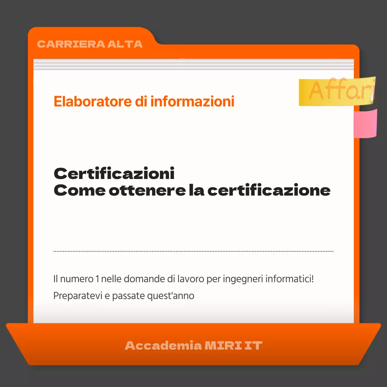 Un semplice annuncio di qualificazione grigio e arancione