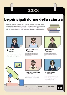 Annuncio di scienziata trendy in beige e giallo