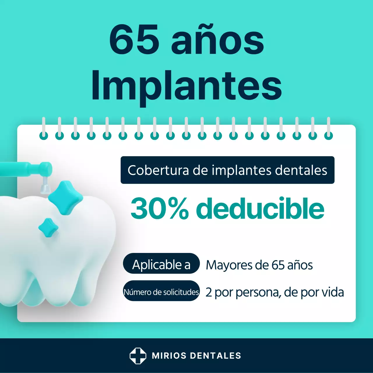 Un sencillo post promocional dental en blanco y menta