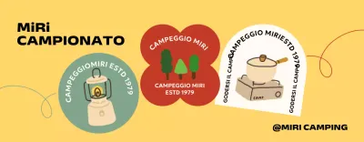 Campeggio con varie forme e immagini del campeggio disegnate a mano