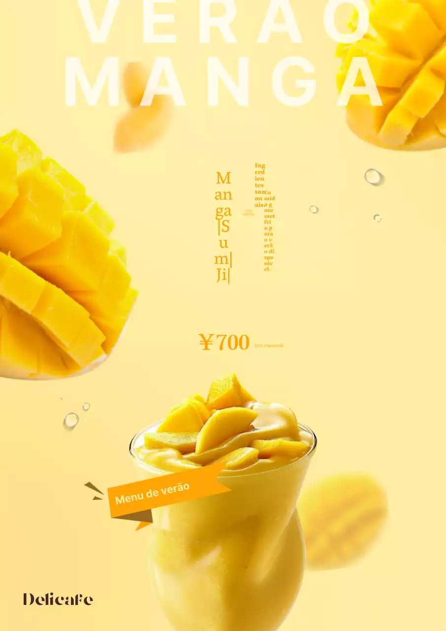 Promover um menu de bebidas de verão moderno com amarelo