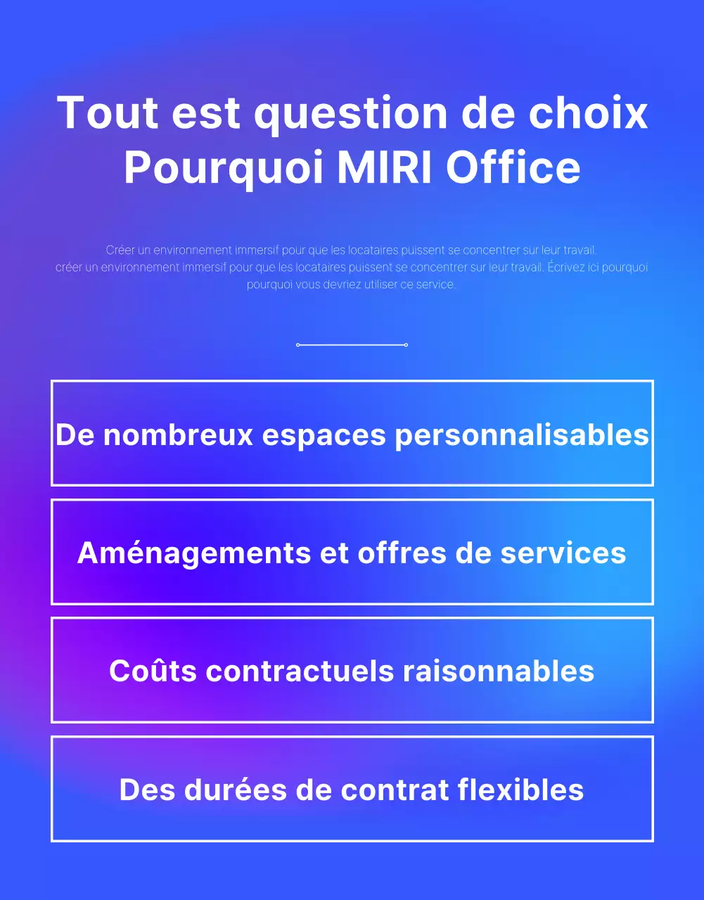 Promouvoir l'espace de bureau partagé moderne de Blue