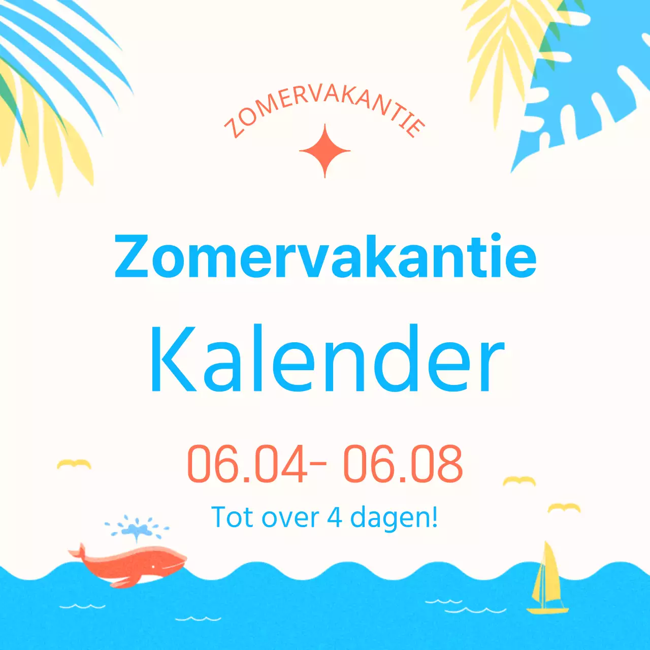 Een eenvoudige zomervakantieaankondiging in geel en blauw