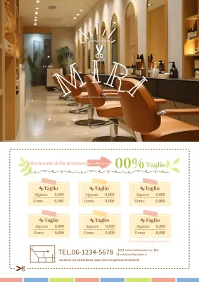 Una pubblicità per parrucchieri carina e delicata in beige e giallo