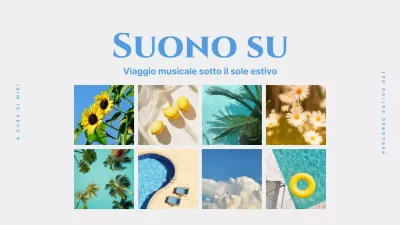Copertina minimalista per playlist musicali estive in azzurro e giallo