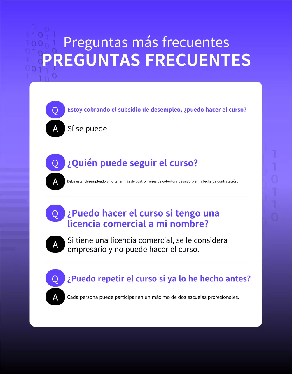 Un sencillo anuncio morado y negro de contratación de licenciados