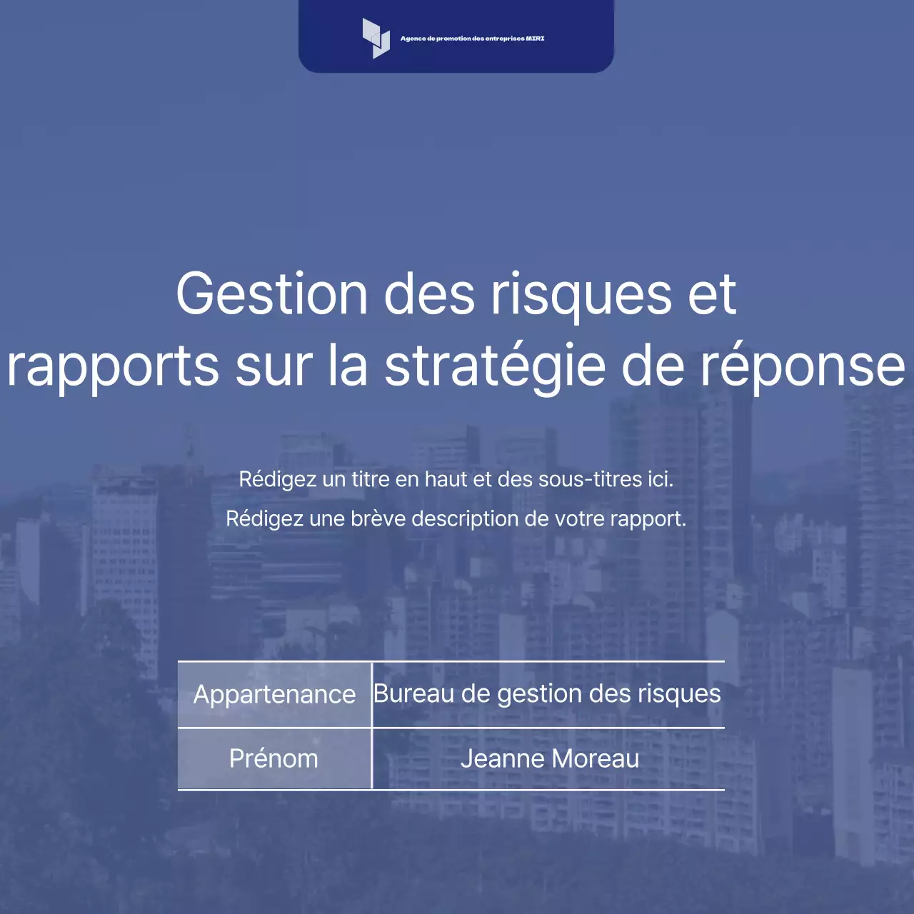 Rapport sur la stratégie simple de réponse aux risques de Blue