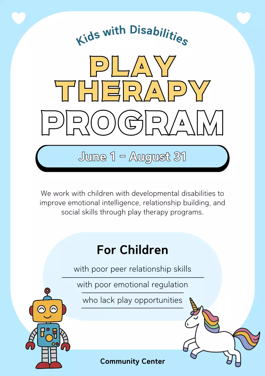 Blue Simple Therapy Program Announcement Poster