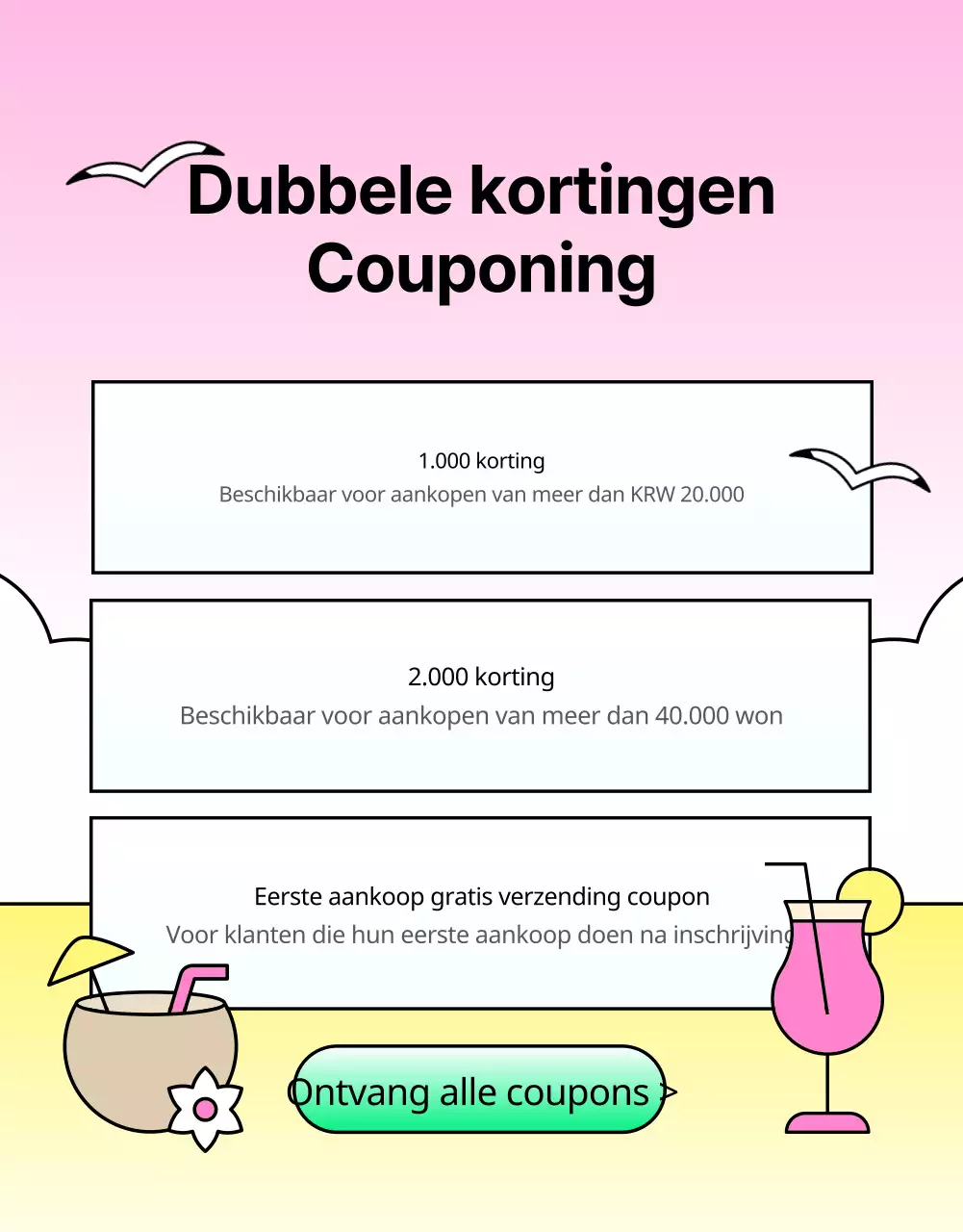 Promoot een tropische zomer in lichtblauw en roze