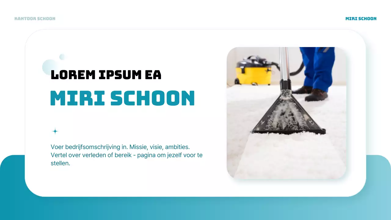 Een lichtblauwe, moderne verticale prospectus voor schoonmaakdiensten op kantoor