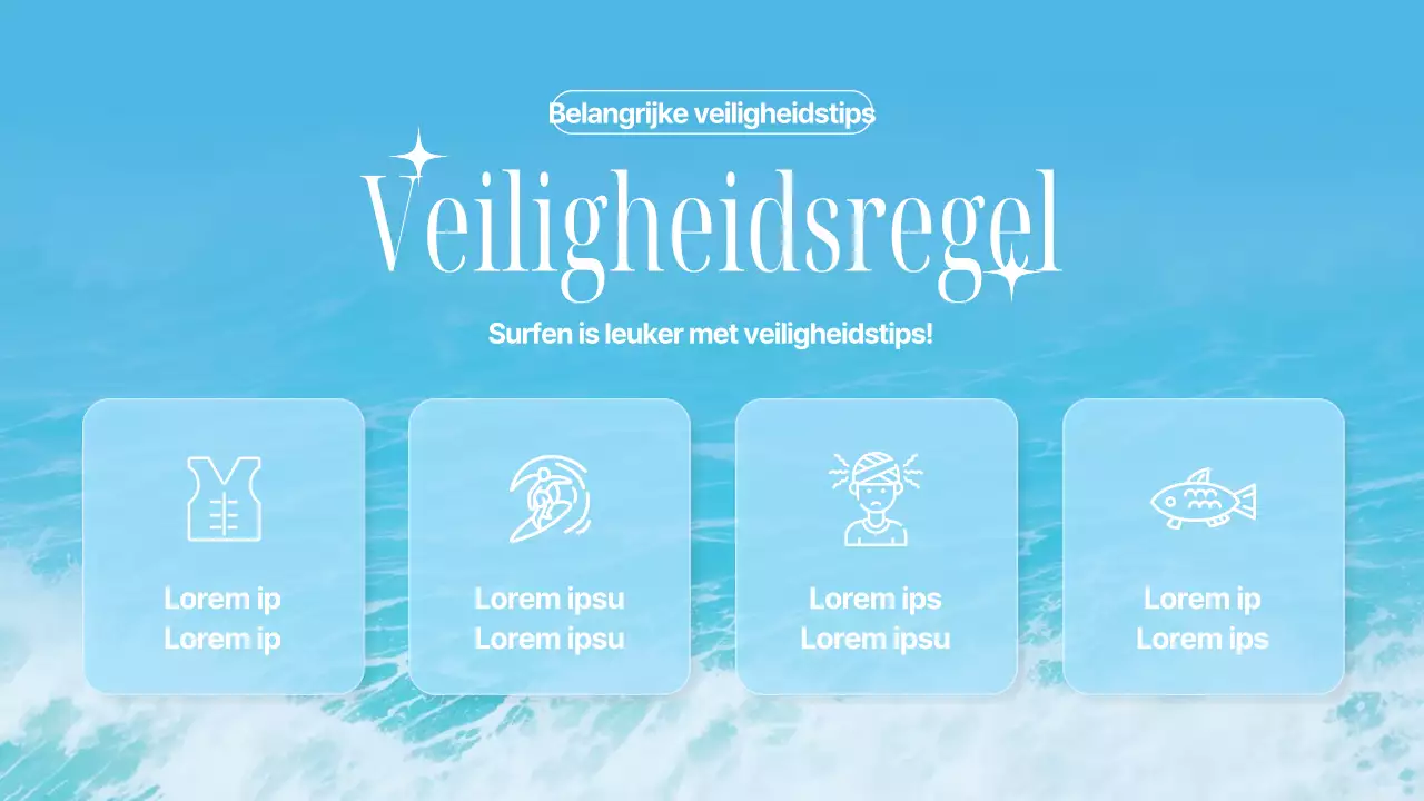 Aankondiging voor een trendy surfwinkel in lichtblauw