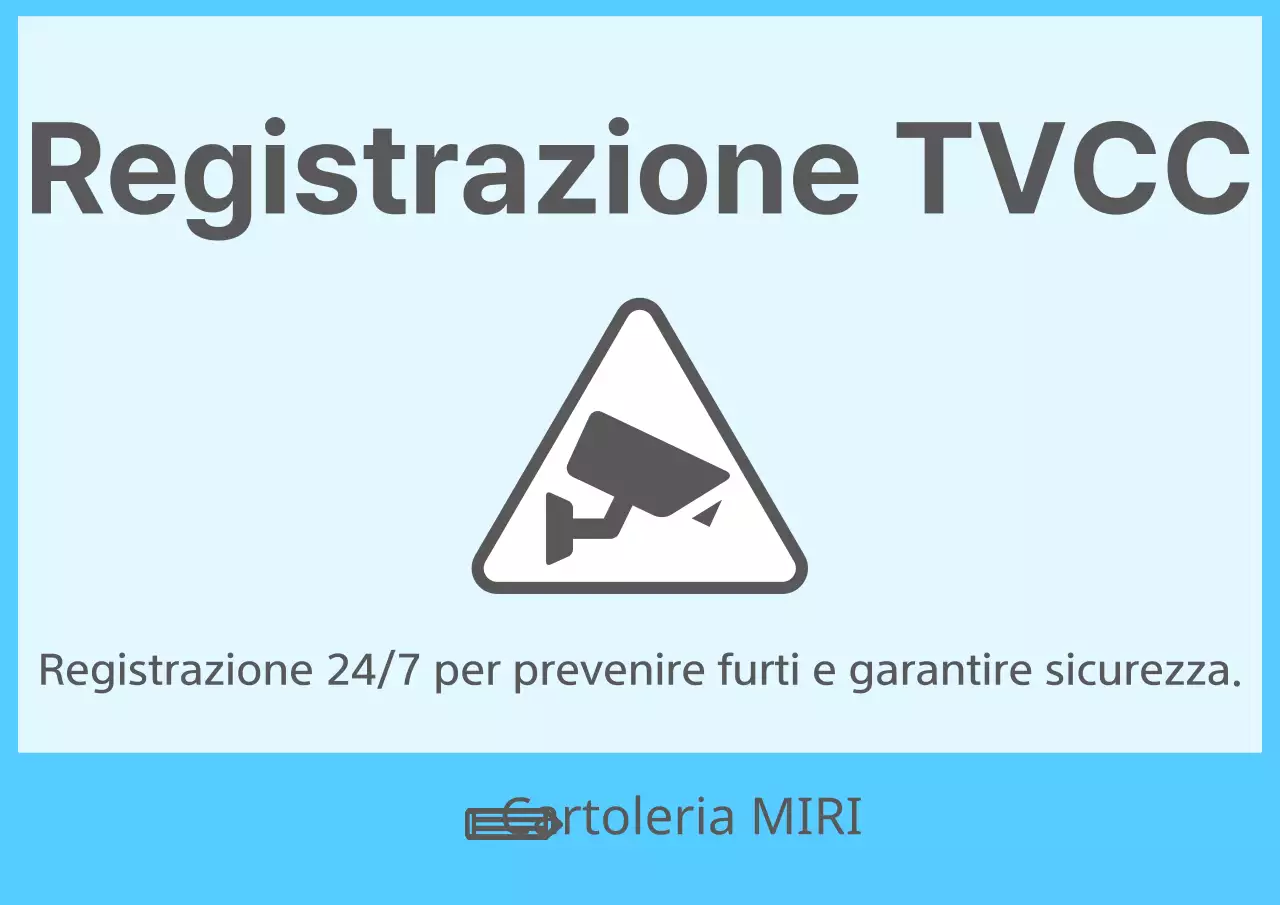 Avviso di registrazione a circuito chiuso di un negozio non presidiato di colore blu chiaro