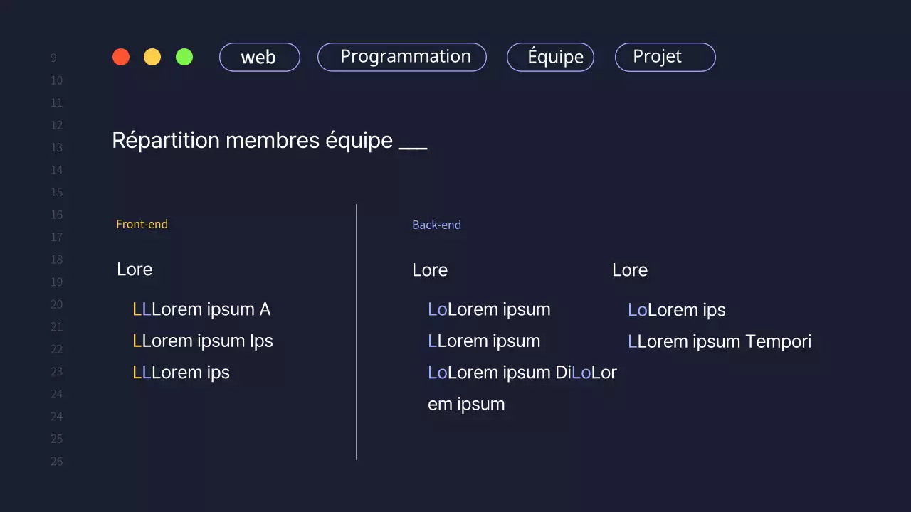 Une simple proposition de projet d'équipe de développement en bleu marine