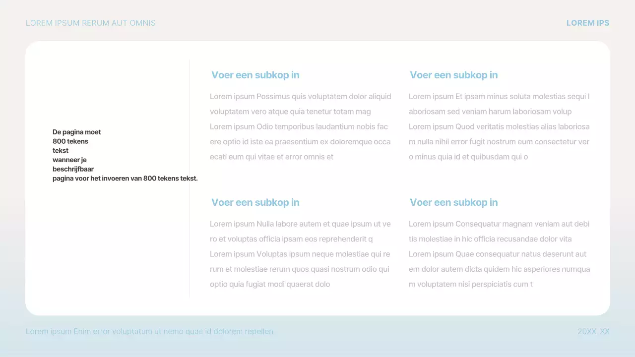 Eenvoudig presentatievoorstel in lichtblauw en wit