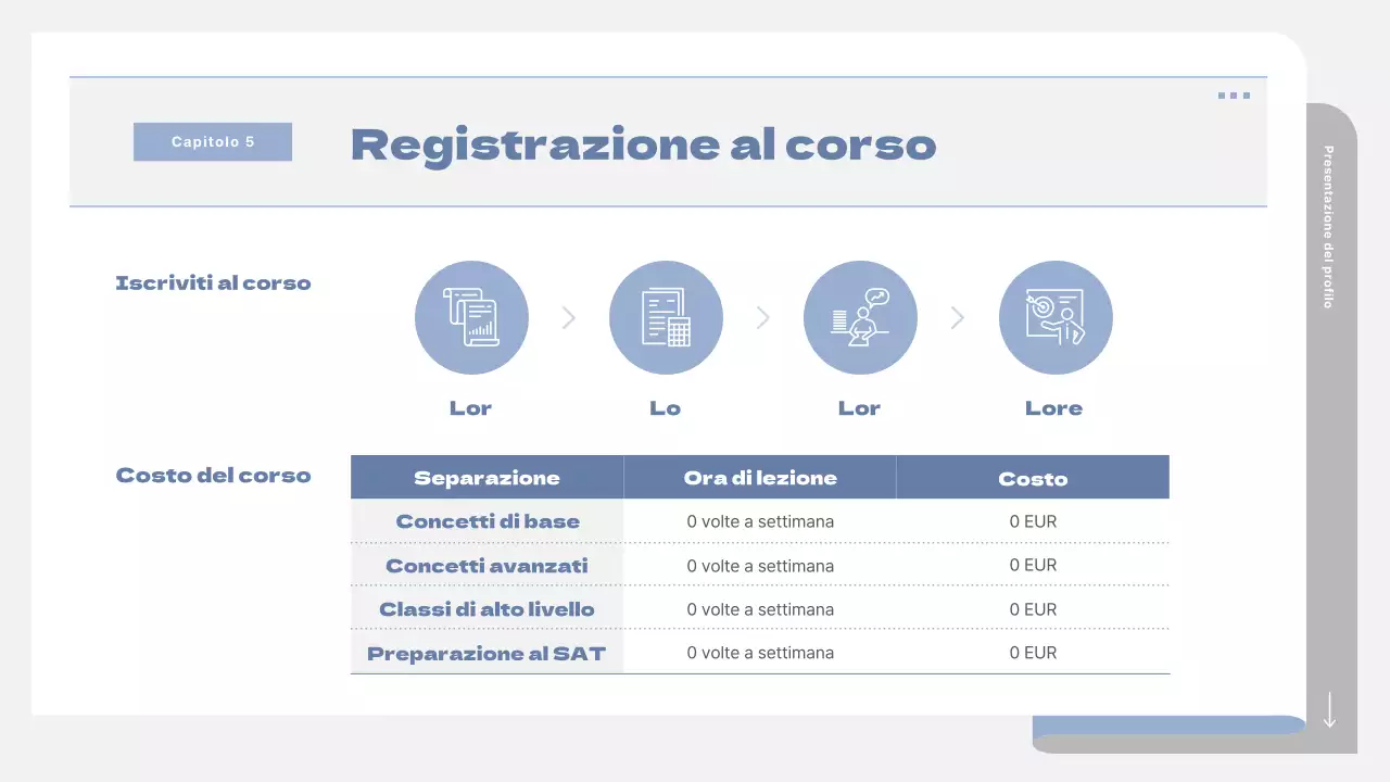 Un semplice prospetto scolastico in grigio e blu